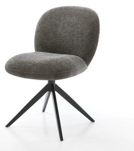 DELIFE Étkezőszék Nube-Flex bouclé puha sötét bézs kereszt láb széles fekete 360° forgatható billenő zsákrugós matrac