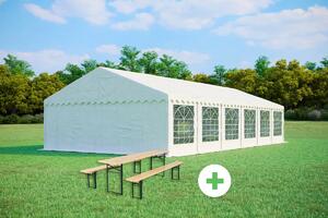 SZETT: Party sátor 6x12 m STANDARD – sátor + sörpad szettek szín fehér