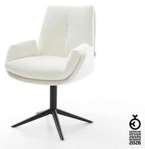 DELIFE Étkezőszék Clea-Flex bouclé puha bézs fekete kereszt láb 360° forgatható billenő