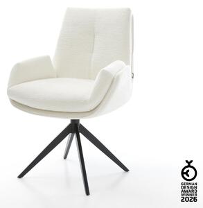 DELIFE Étkezőszék Clea-Flex bouclé puha bézs kereszt láb széles fekete 360° forgatható billenő