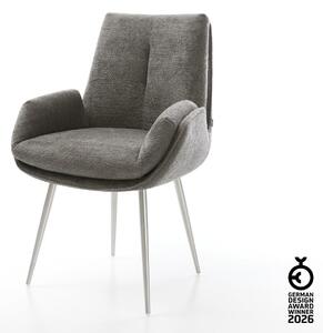 DELIFE Étkezőszék Clea-Flex bouclé puha sötét bézs 4 láb kúpos rozsdamentes acél