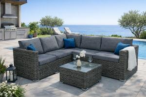 DEOKORK Rattan variálható sarokgarnitúra MALIBU 5 személyes (szürke)