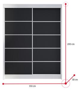LAMINO IV ruhásszekrény, 150x200x58, fekete/artisan