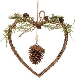 Woody Heart függő karácsonyi dekoráció, 34 x 34 x 7 cm