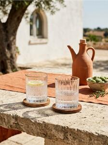 Sinsay - Dombornyomott mintás arany peremű pohár szett fa alátétekkel 2 pack - clear