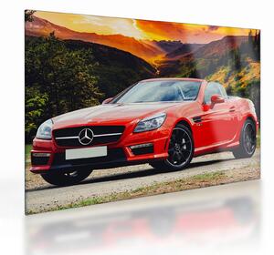 Kép - piros Mercedes (üvegen) (70x50 cm)