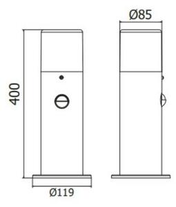 Lámpa Kerti lámpatest CORTA-P PIR 40, E27, MAX.25W, IP44, AC220-240V, 50-60Hz, posta, grafit