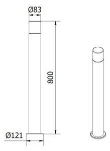 Lámpa Kerti lámpatest CORTA-P 80,E27, MAX.25W,IP44,AC220-240V,50-60Hz,pole, grafit