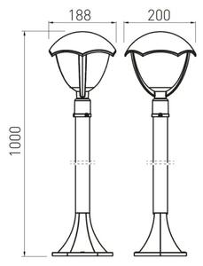 Lámpa Kerti lámpatest GRANDE-P, E27, MAX.60W, IP54, AC220-240V, 50-60Hz, pillér 1 m, fekete