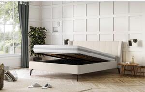 Kárpitozott ágy tárolóhellyel bézs színű, 180 x 200 cm