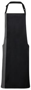 Premier Workwear Kétszínű kantáros szakácskötény - Fekete / sötétszürke