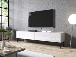 TV szekrény/asztal 200 fém kerettel Kody (fehér + fényes fehér + fekete). 1070578