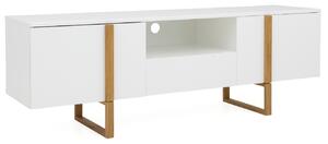 Matt fehér lakkozott fa TV asztal Tenzo Birka 177 x 43 cm