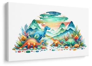 Kép színes dinoszauruszok a hegyekben
