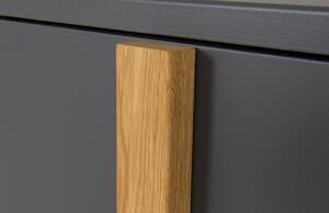 Matt antracitszürke lakkozott fa komód Tenzo Birka 216 x 43 cm
