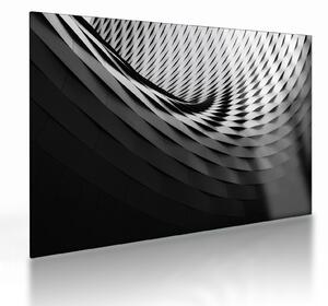 Absztrakt kép - fekete-fehér spirál (üvegen) (70x50 cm)