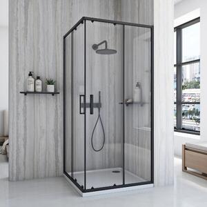Rea City zuhanykabin 77.5x77.5 cm négyzet fekete matt/átlátszó üveg REA-K6448