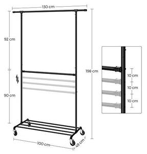 Gurulós ruhaállvány, Songmics, 110 kg, HSR62BK, fekete