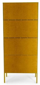 Matt mustársárga lakkozott vitrin Tenzo Uno 178 x 76 cm