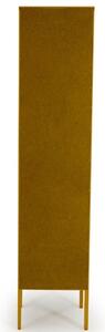 Matt mustársárga lakkozott vitrin Tenzo Uno 178 x 40 cm