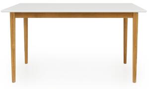 Fehérre lakkozott étkezőasztal Tenzo Svea 140 x 80 cm tölgy alappal