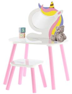 Gyerek fésülkődőasztal zsámollyal Lillyann (fehér + rózsaszín). 1052689