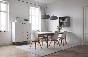Fehérre lakkozott összecsukható étkezőasztal Tenzo Svea 195/275 x 90 cm tölgy alappal
