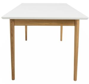 Fehérre lakkozott összecsukható étkezőasztal Tenzo Svea 195/275 x 90 cm tölgy alappal
