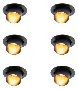 6 darabos modern süllyesztett spotlámpa készlet fekete kerek dönthető - Installa