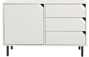 Matt fehér lakkozott komód Tenzo Sarok 118 x 43 cm, alacsony