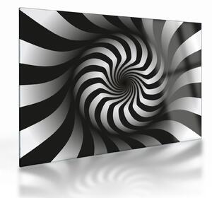 Absztrakt kép egy fekete-fehér spirál (üvegen) (70x50 cm)