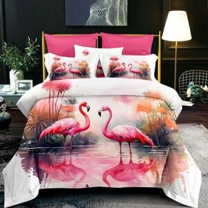 Flamingó Mintájú Rózsaszín Ágynemű