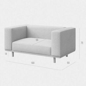 Világosszürke szövet kétszemélyes kanapé Ame Yens Kukumo 160 cm