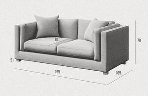 Világosszürke szövet kétszemélyes kanapé Ame Yens Pomo 195 cm