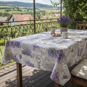 Pamut terítő levendula margarétával