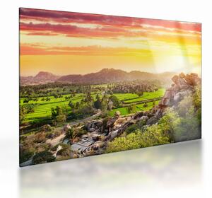 Kép a Hampi-völgyről Indiában (üvegen) (70x50 cm)