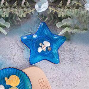 Arany peremmel díszített csillag alakú tányér - kék