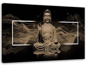 Kép Meditáló Buddha figura - bézs színben Méret: 60 x 40 cm, Kivitelezés: Vászonkép