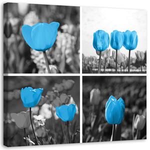 Gario Vászonkép Kék tulipánok készlete Méret: 30 x 30 cm