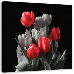 Kép Csokor piros tulipán Méretek: 30 x 30 cm, Kivitelezés: Vászonkép