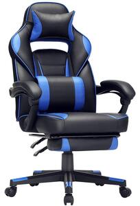 Kék-fekete műbőr gamer szék 67 x 66 x 126 cm