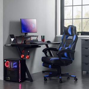 Kék-fekete műbőr gamer szék 67 x 66 x 126 cm