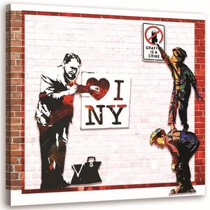Gario Vászonkép Banksy - I love New York Méret: 30 x 30 cm