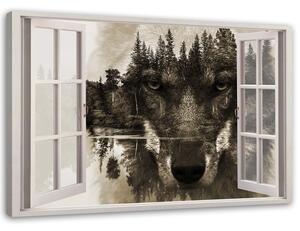 Gario Vászonkép Farkas az ablakban Méret: 60 x 40 cm