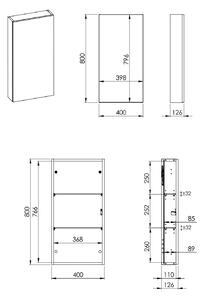Elita For All szekrény 40x12.6x80 cm oldalt függő dió 168799