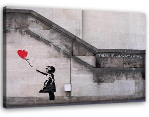 Gario Vászonkép Banksy falfestmény lány lufival Méret: 60 x 40 cm