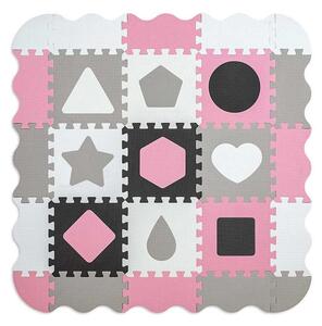 Habszivacs puzzle szőnyeg Milly Mally Jolly 3x3 Shapes Pink Grey