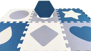 Habszivacs puzzle szőnyeg Milly Mally Jolly 3x3 Shapes Blue