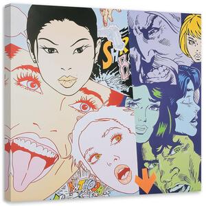 Gario Vászonkép Rajzfilmes arcok pop art Méret: 30 x 30 cm
