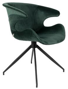 Mia design karfás szék, sötétzöld bársony